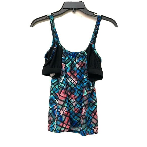 Go by Gossip Womens Multicolor Geometric Print Tankini Swim Top - Picture 2 of 3